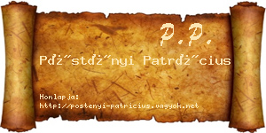 Pöstényi Patrícius névjegykártya